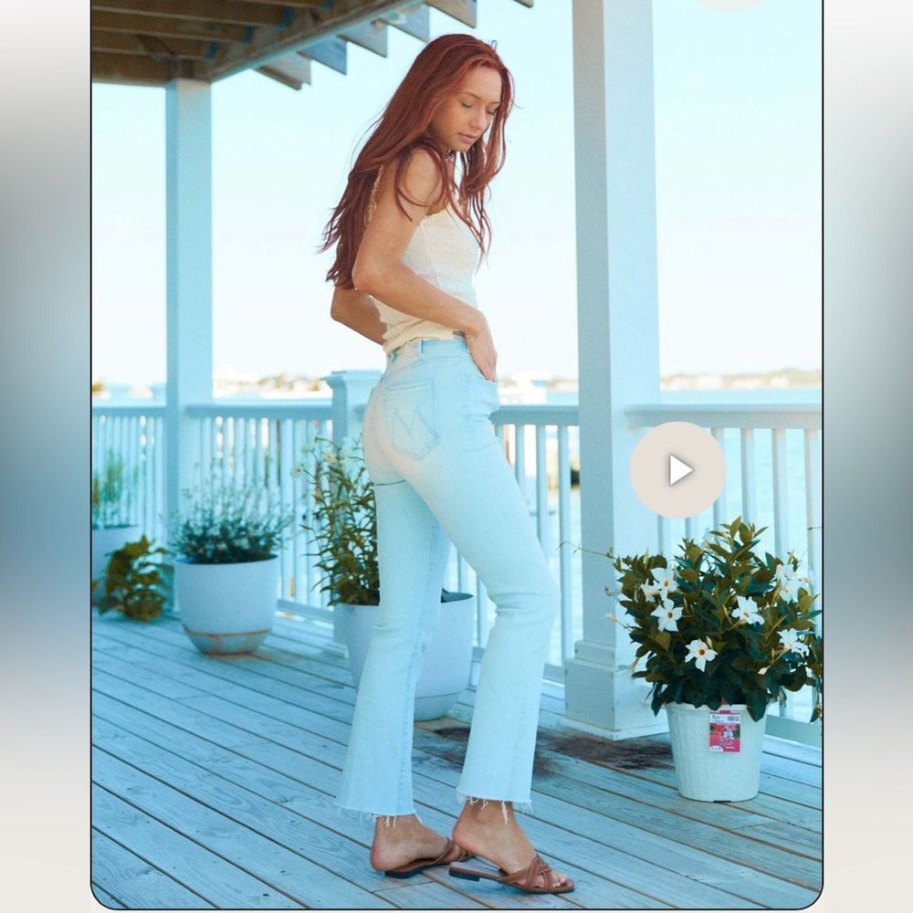 MOTHER Light Blue Cropped Straight Jeans